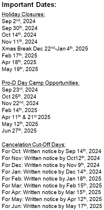 Important Dates Brochure Calendar 24 25 Season